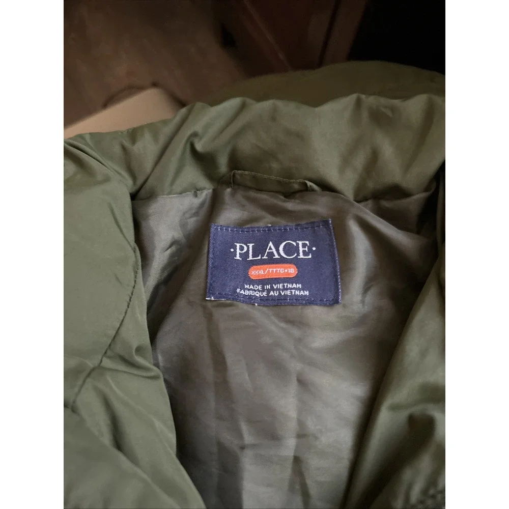 The Childrens Place Puffer Jacket Olive Green Kids Size XXXL 18 Winter Coat